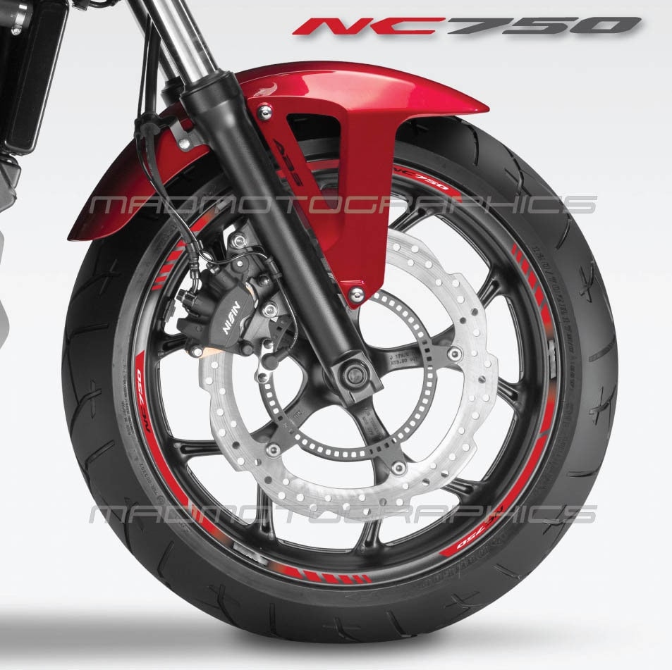 Motorrad Felgenaufkleber Aufkleber Felgenband Streifen Rennmotorrad für  HONDA NC750 NC 750 Rot Laminiert - .de