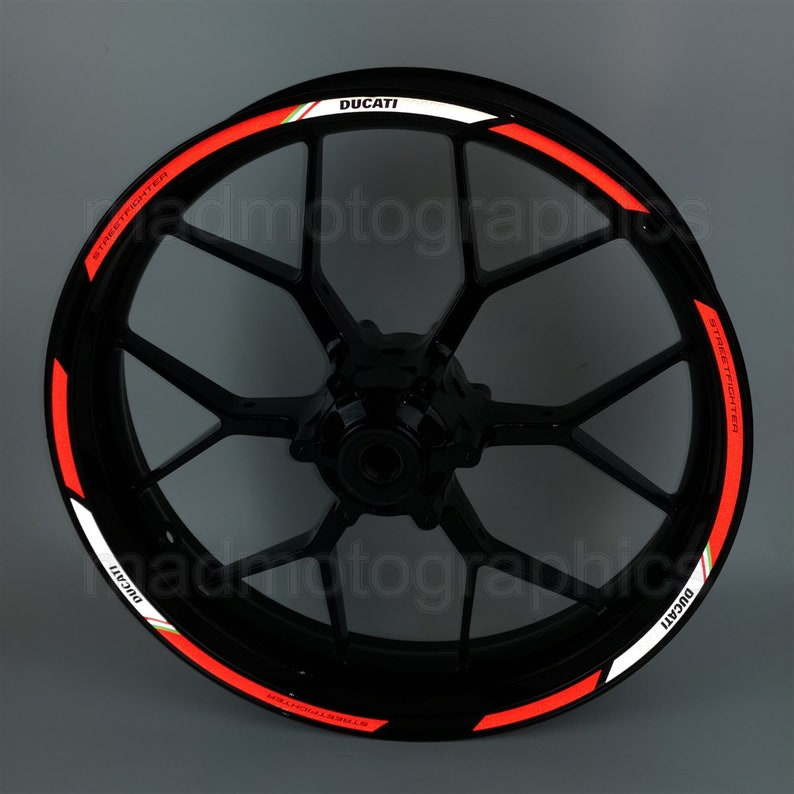 Red Rim Stickers Reflective Wheel Stickers Decals Rim Stripes for Ducati Streetfighter ...