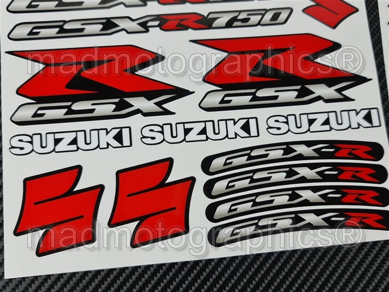 2 Parts motorcycle fairing helmet stickers race course bike graphics decals for SUZUKI GSX-R750 gsxr 750 Red Blue gsx-r Laminated image