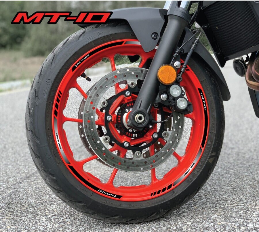 MT10 Motorrad Felgenaufkleber Aufkleber Felgenband Streifen Rennmotorrad  für Yamaha MT-10 MT 10 Schwarz Laminiert - .de