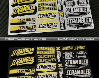 Ensemble d'autocollants moto réfléchissants pour DUCATI Scrambler 400 800 1100 Jaune Laminé