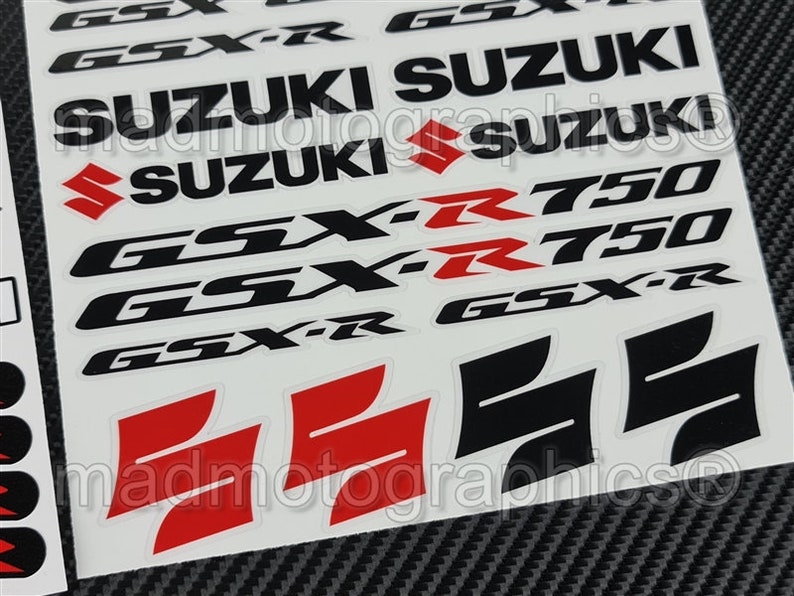 2 Parts motorcycle fairing helmet stickers race course bike graphics decals for SUZUKI GSX-R750 gsxr 750 Red Blue gsx-r Laminated image