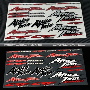 Reflektierende Motorrad Aufkleber Set Grafiken Verkleidungstaschen Helmaufkleber für HONDA CRF1100L Africa Twin crf 1100 Rot Laminiert