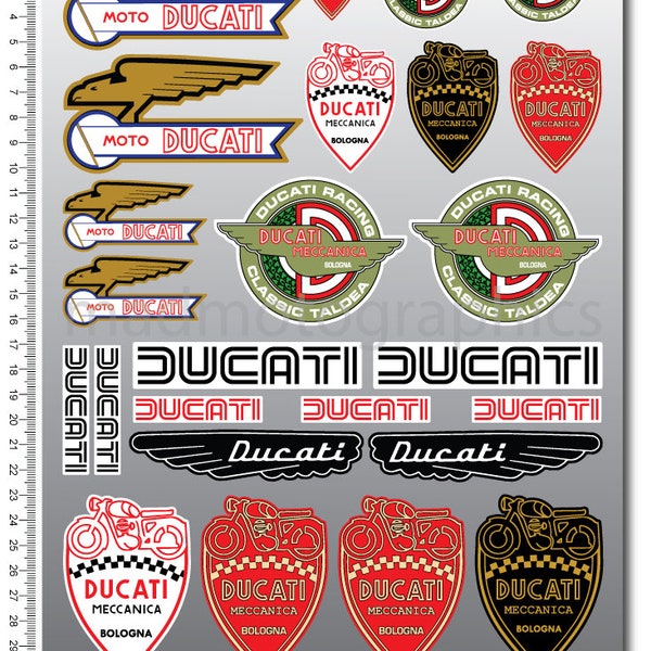 Retro altes klassisches Logo Motorrad Motorrad Verkleidung Helm Aufkleber Fahrrad Grafik Aufkleber für Ducati Monster Sport laminiert