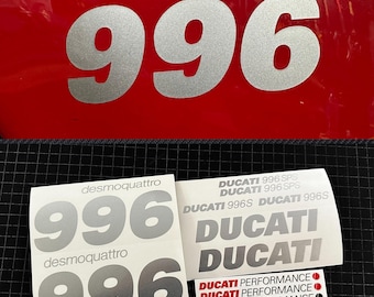 Full motorcycle motorbike sticker set fairing tank decals for DUCATI 996 996S silver metallic