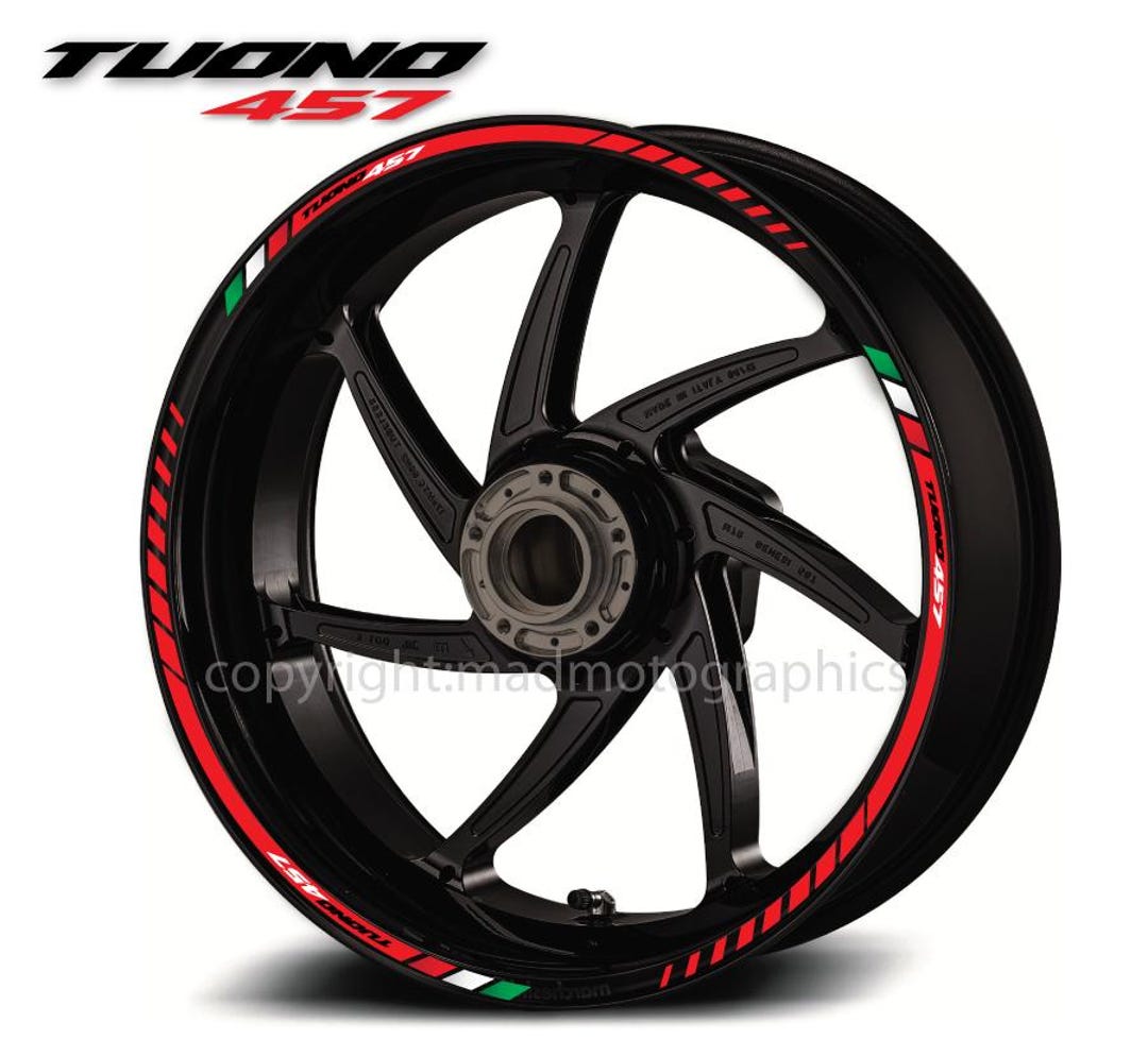 OneWheel - Set Completo Adesivi Per Cerchioni Moto 17 Pollici - 16 Pezzi (Anteriore E Posteriore) - Made In Germany - Resistenti UV E Intemperie - 5