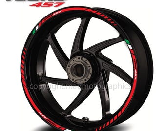 Aprilia Tuono 457 Motorcycle wheel stickers graphics decals rim tape stripes motorbike Red White Laminated