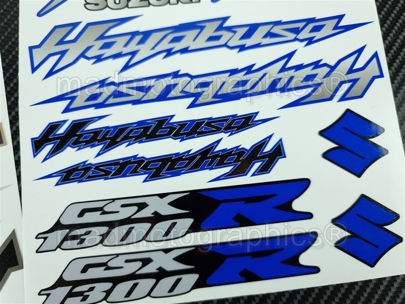 2 Parts motorbike fairing helmet sticker labels race course bike graphics decals for SUZUKI Hayabusa GSX-R1300 gsxr 1300 Blue gsx-r Laminated image