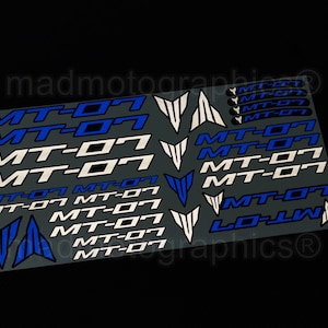 Reflective Motorcycle stickers set graphics fairing helmet decals for YAMAHA MT07 MT-07 Blue Laminated