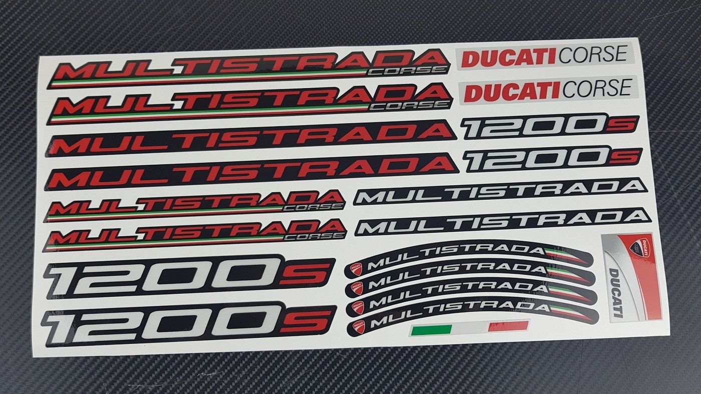 Kit Autocollants Pour Moto Ducati Multistrada 1200 S - Stickers Laminés Déco
