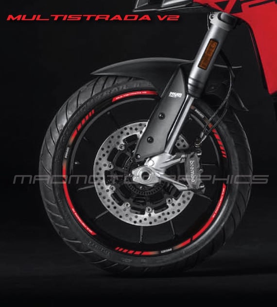 Motorrad Felgenaufkleber Aufkleber Felgenband Streifen Rennmotorrad für  Ducati Multistrada V2 Rot Laminiert - .de