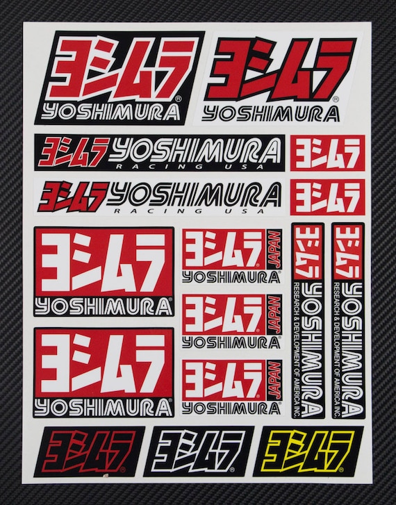 Lot De 19 Stickers Autocollants Yoshimura - Déco Moto, Réservoir, Casque, Pot - Vinyle