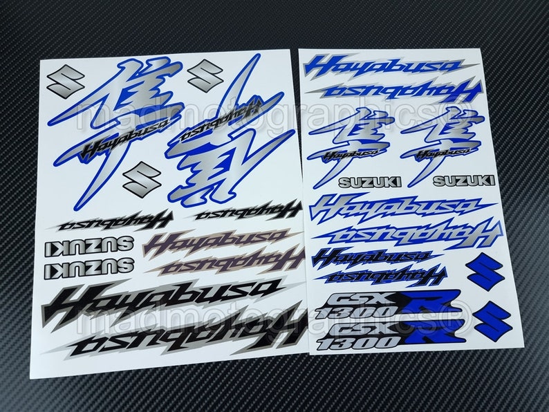 2 Parts motorbike fairing helmet sticker labels race course bike graphics decals for SUZUKI Hayabusa GSX-R1300 gsxr 1300 Blue gsx-r Laminated item image