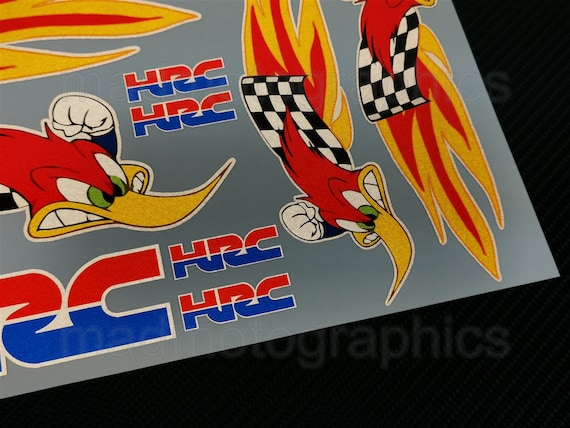 Woody Woodpecker Racing Motorcycle Decals Helmet Stikers Set Laminated For Honda - Foto 11