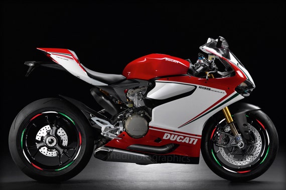 Motorrad Felgenaufkleber Aufkleber Felgenband Streifen Rennmotorrad für  Ducati Corse Panigale 899 959 1199 1299 V4 Rot Laminiert -  Österreich