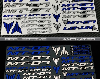 Reflective Motorcycle stickers graphics fairing decals for YAMAHA MT07 MT-07 Blue Laminated
