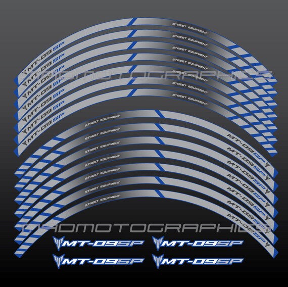 Autocollants Réfléchissants Pour Jantes Moto Yamaha MT-09 - Lot Complet 2 Roues - Effet 'cercle Lumineux' Jaune - 6