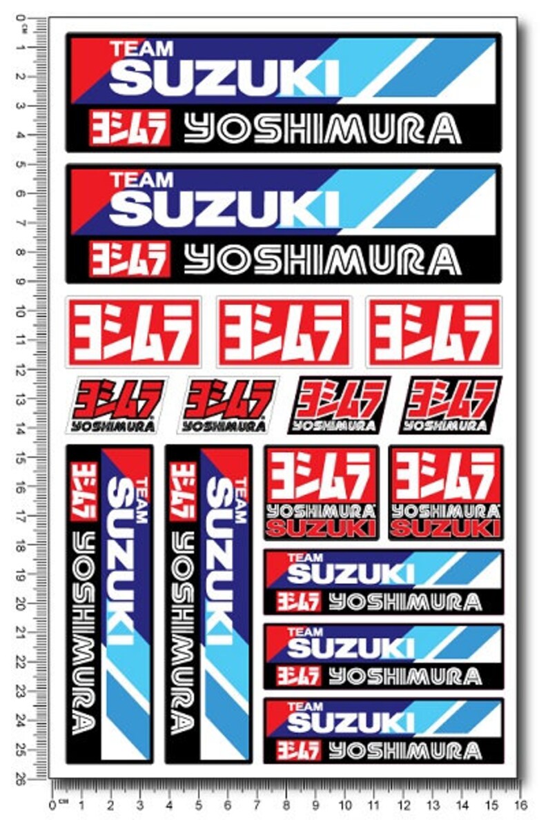 Motorcycle motorbike fairing helmet sticker labels bike graphics decals for team SUZUKI GSX-R 600 750 1000 gsxr Yoshimura Laminated image