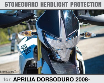 Protection anti-rayures pour phares StoneGuard pour Aprilia Dorsoduro à partir de 2008 pour feux de moto, éclats de pierre, protection UV transparente, film PPF prêt à monter.