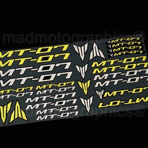 Reflective Motorcycle stickers set graphics fairing helmet decals for YAMAHA MT07 MT-07 Yellow Laminated