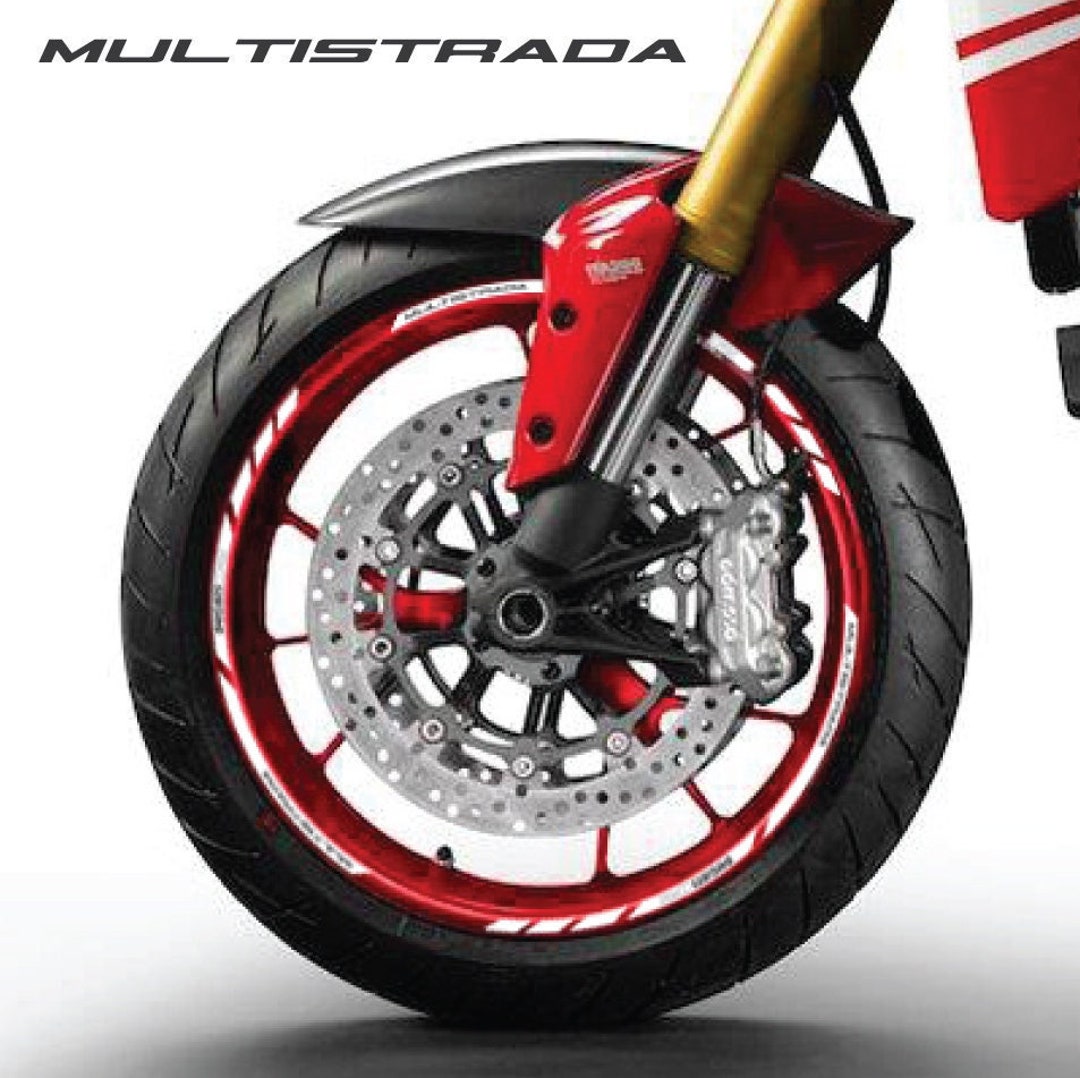 ROANNY Stickers Autocollants De Logo De Roue De Pneu De Moto pour Ducati MULTISTRADA 1260 1200 1200 S 12 X Autocollants De Bande De Jante Extérieure À Bord Épais (Color : C
