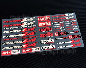 Reflective Motorcycle stickers set graphics fairing panniers helmet decals for Aprilia Tuono V4 Factory Red Laminated