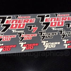 Reflective Motorcycle stickers set graphics fairing panniers helmet adventure decals for YAMAHA Tenere 700 Red Laminated