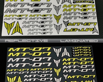 Reflective Motorcycle stickers graphics fairing decals for YAMAHA MT07 MT-07 Yellow Laminated