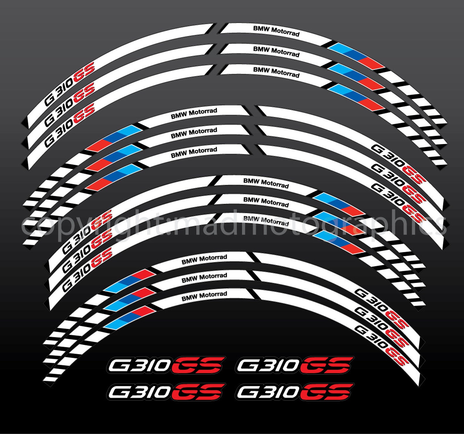 Sticker Gx360 Motorcycle Wheel Stickers Decals Set Rim Tape Stripes G310 GS Race ...