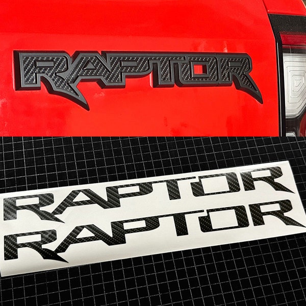 Stickers incrustés de logo emblème de porte arrière Stickers graphiques de hayon de camionnette pour Ford Ranger Raptor 2023 vinyle texturé en fibre de carbone