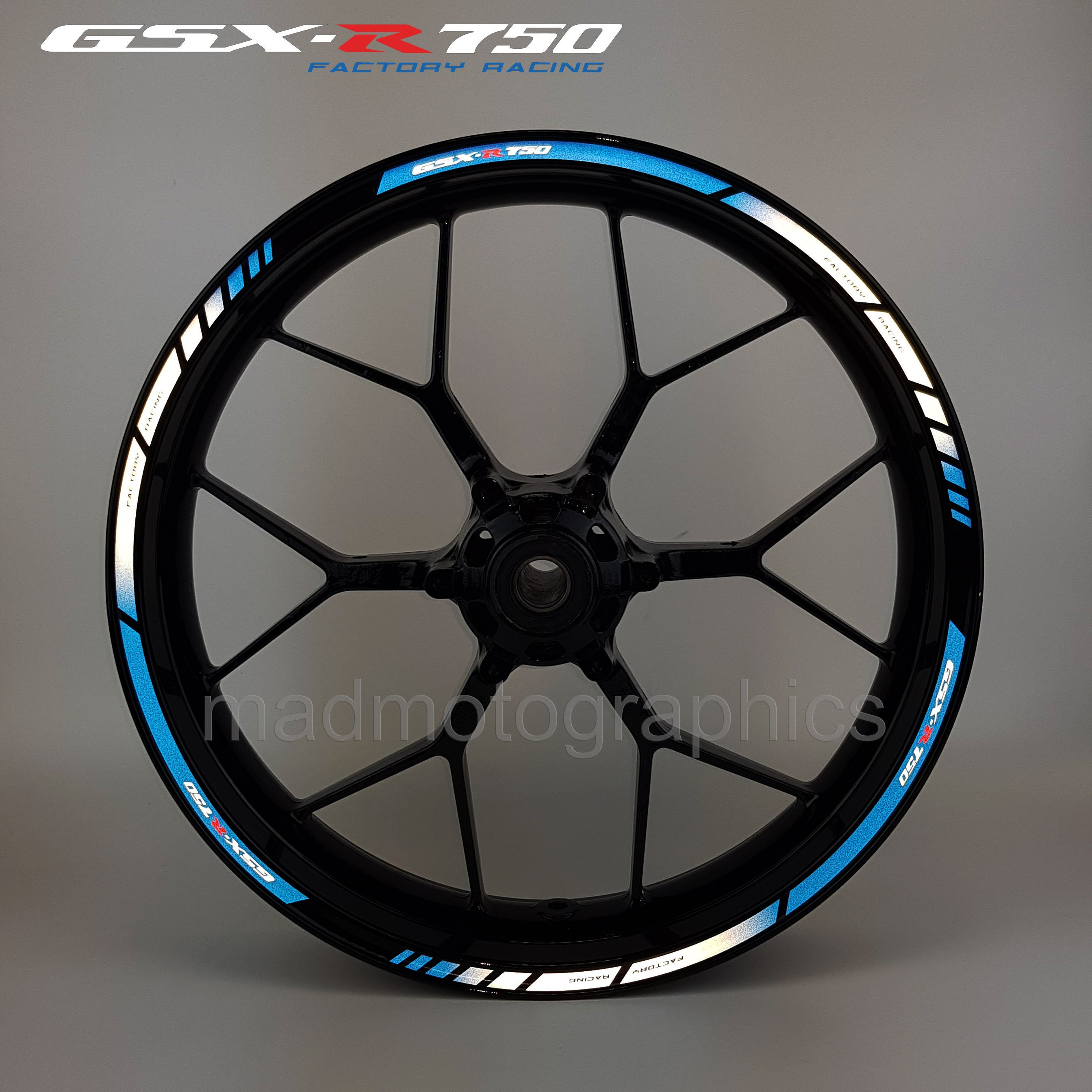 GSX-R750 Rim Decals – 12 Wheel Strips – Laminated Vinyl – Red – Fits Suzuki GSXR 750 - View #3