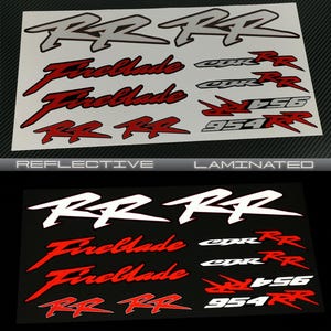 Reflective Motorcycle stickers set graphics fairing decals for HONDA Racing HRC CBR 954RR Fireblade Laminated