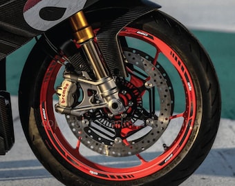 Aprilia RS 457 Motorcycle wheel stickers graphics decals rim tape stripes RS457 motorbike for Black Laminated