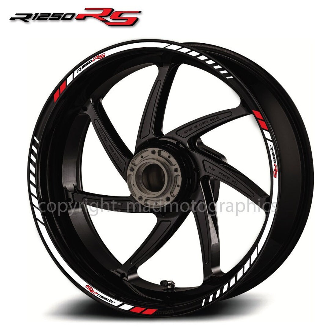 BMW R1250 RS Motorcycle Wheel Rim Stripes Decals - Full Bike Kit, Glossy Vinyl Stickers