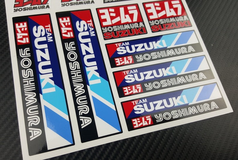 Motorcycle motorbike fairing helmet sticker labels bike graphics decals for team SUZUKI GSX-R 600 750 1000 gsxr Yoshimura Laminated image