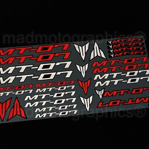 Reflective Motorcycle stickers set graphics fairing helmet decals for YAMAHA MT07 MT-07 Red Laminated