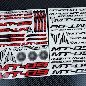 Two parts motorcycle fairing helmet stickers motorbike graphics decals for Yamaha MT-09 MT09 Red Laminated