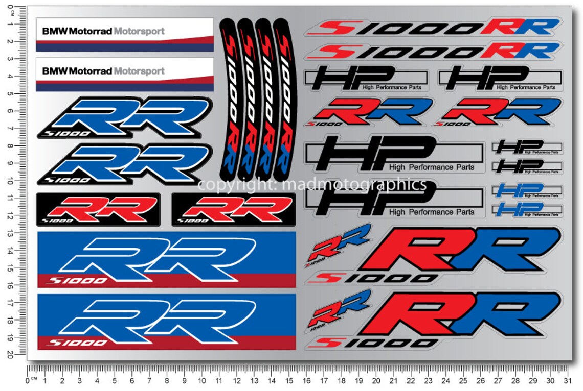 Kit D'autocollants Carénage Pour BMW R 1200 RS 2015-2018 - Blanc Et Rouge, Marque Truite/Iridea