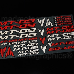 Reflective Motorcycle stickers set graphics fairing helmet decals for YAMAHA MT07 MT-09 Red Laminated