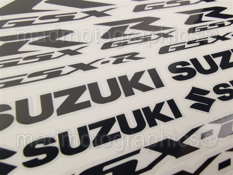 Two parts bike fairing helmet stickers motorbike graphics decals for SUZUKI GSX-R600 gsxr 600 Fluorescent Neon Yellow Laminated image