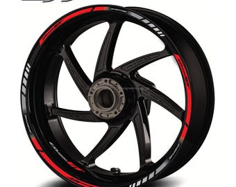 Motorcycle wheel stickers graphics decals rim stripes for Honda CB1000GT Red Gray Laminated