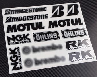 Premium metallic Sponsor motorcycle motorbike fairing helmet stickers bike graphics decals for Yamaha Honda Suzuki Kawasaki Laminated
