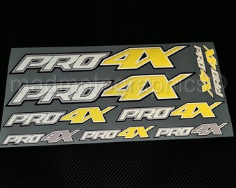 PRO4X para Nissan Navara, juego de pegatinas reflectantes para carrocería y parte trasera de camioneta, Pro 4X reflectantes laminados amarillos