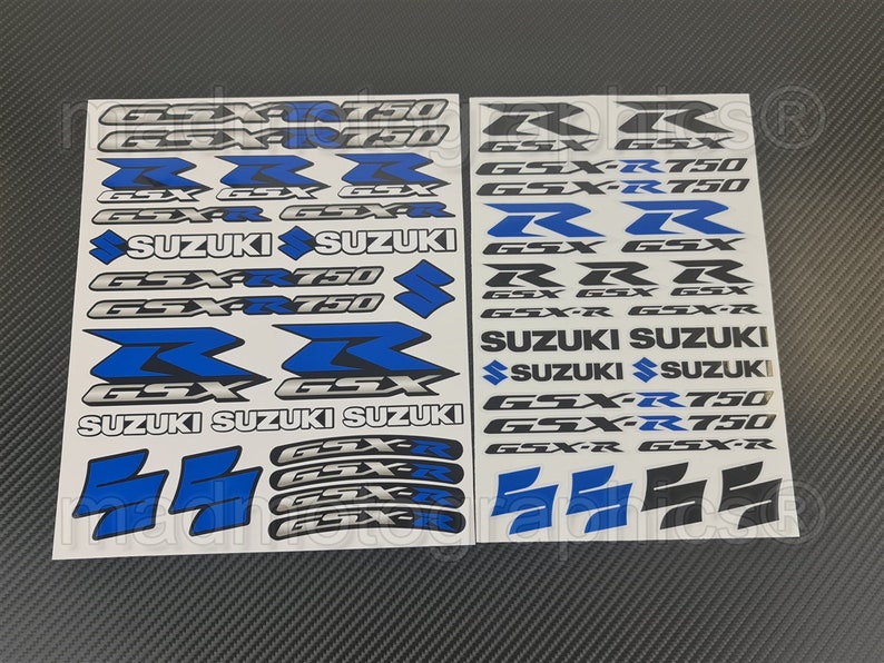 2 Parts motorcycle fairing helmet stickers race course bike graphics decals for SUZUKI GSX-R750 gsxr 750 Red Blue gsx-r Laminated image