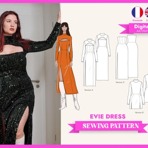Cut out dress EVIE - sewing pattern - digital pdf A4-USLETTER+A0 - english+français
