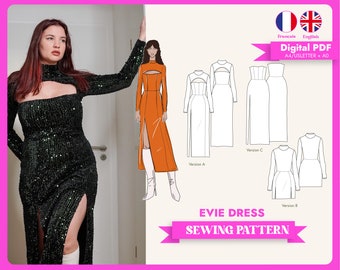 Cut out dress EVIE - sewing pattern - digital pdf A4-USLETTER+A0 - english+français
