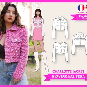 JACKET CHARLOTTE - sewing pattern - digital pdf A4-USLETTER+A0 - english+français