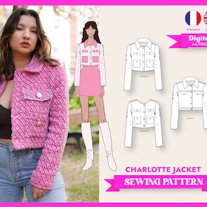 JACKET CHARLOTTE - sewing pattern - digital pdf A4-USLETTER+A0 - english+français