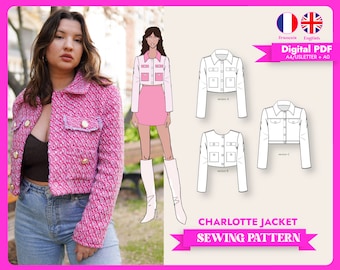 JACKET CHARLOTTE - sewing pattern - digital pdf A4-USLETTER+A0 - english+français