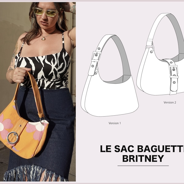 PATRON DE COUTURE pdf  Britney le sac baguette style 2000 Y2K